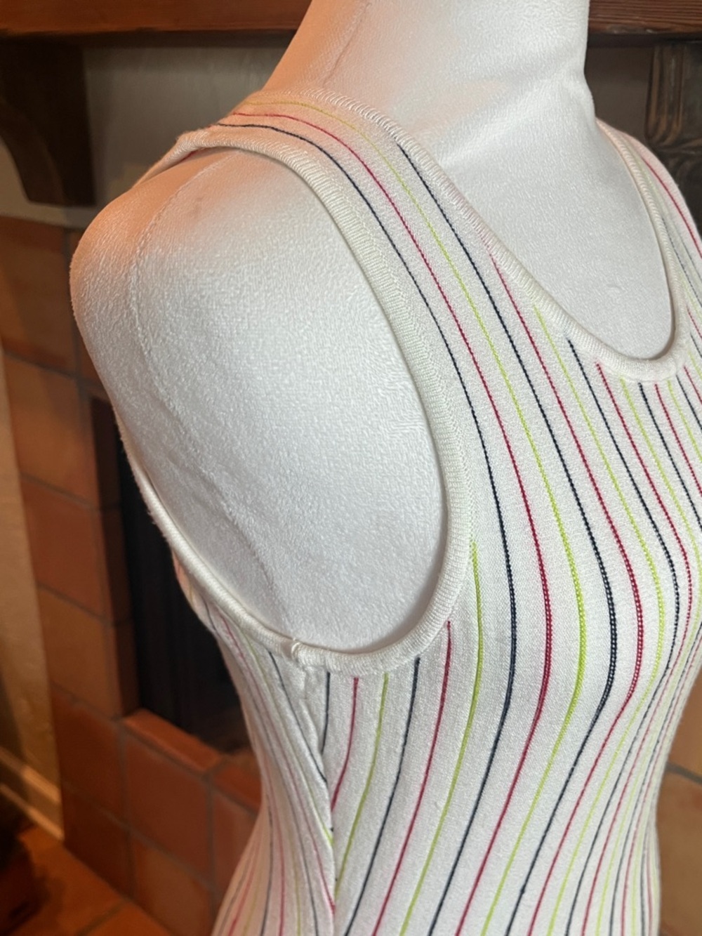 Milly White/Multicolor Godet Stripe Fit & Flare Dress, size S - Picture 4 of 9